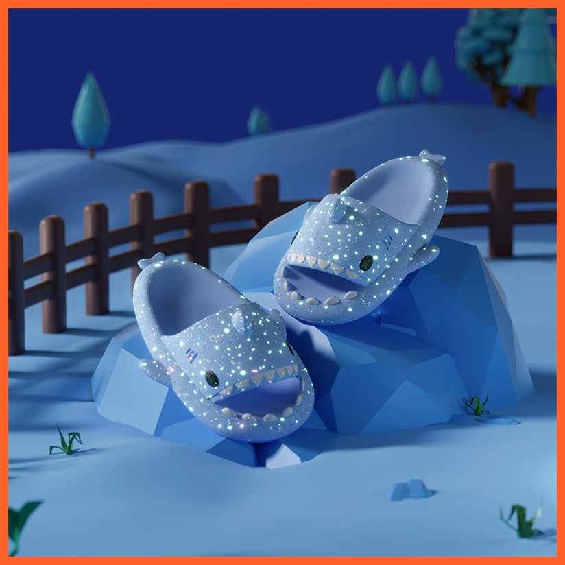 Shark Slippers With Starry Night Light Design Bathroom Slippers Couple House Shoes For Women