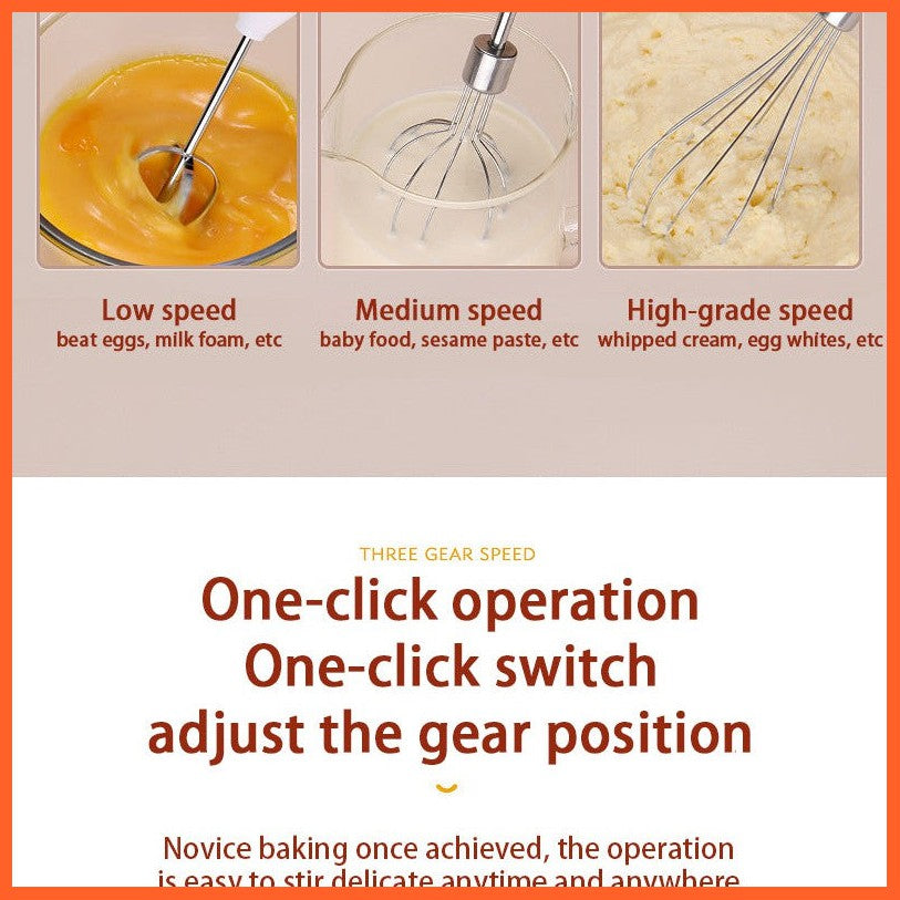 Hand-Held Electric Whisk Household Baking Cake Egg White Whisk Small Straight Handle Whisk Wireless Whisk