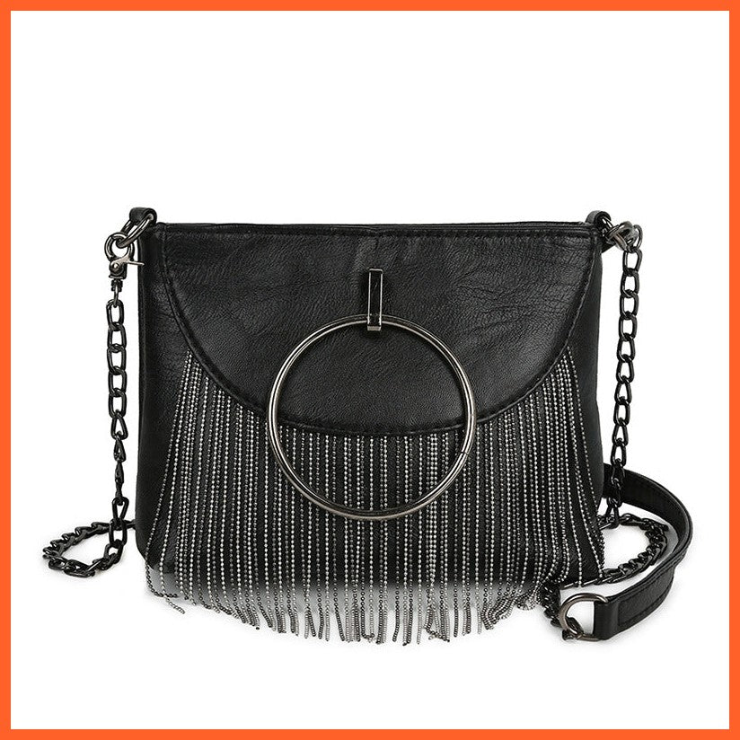 Handbag Women'S Rivet Tassel Shoulder Crossbody Chain Bag