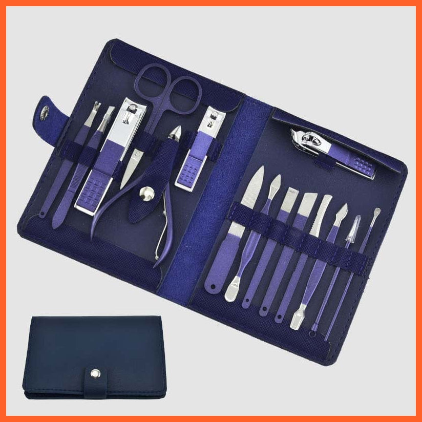 whatagift.com.au 15in1 Stainless Steel Pedicure Manicure Set | Nail Clippers Cutter Tools Kits Travel Case | Travel kit