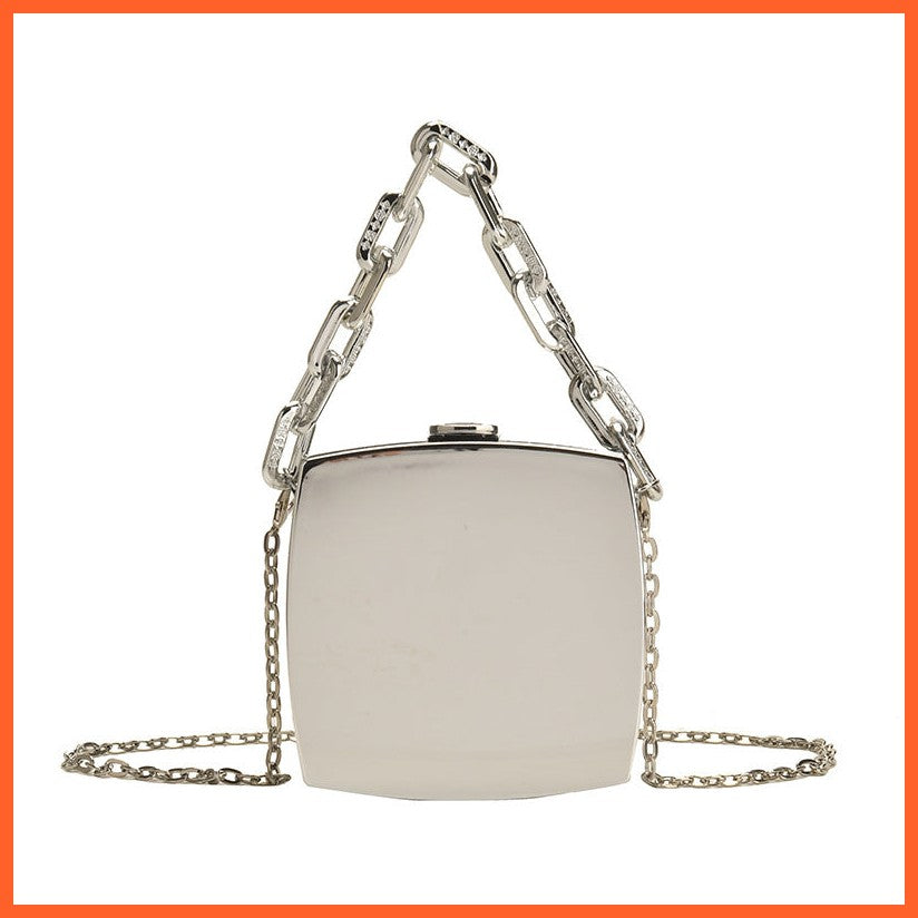 Metal Stylish Textured Glossy Chain Handbag