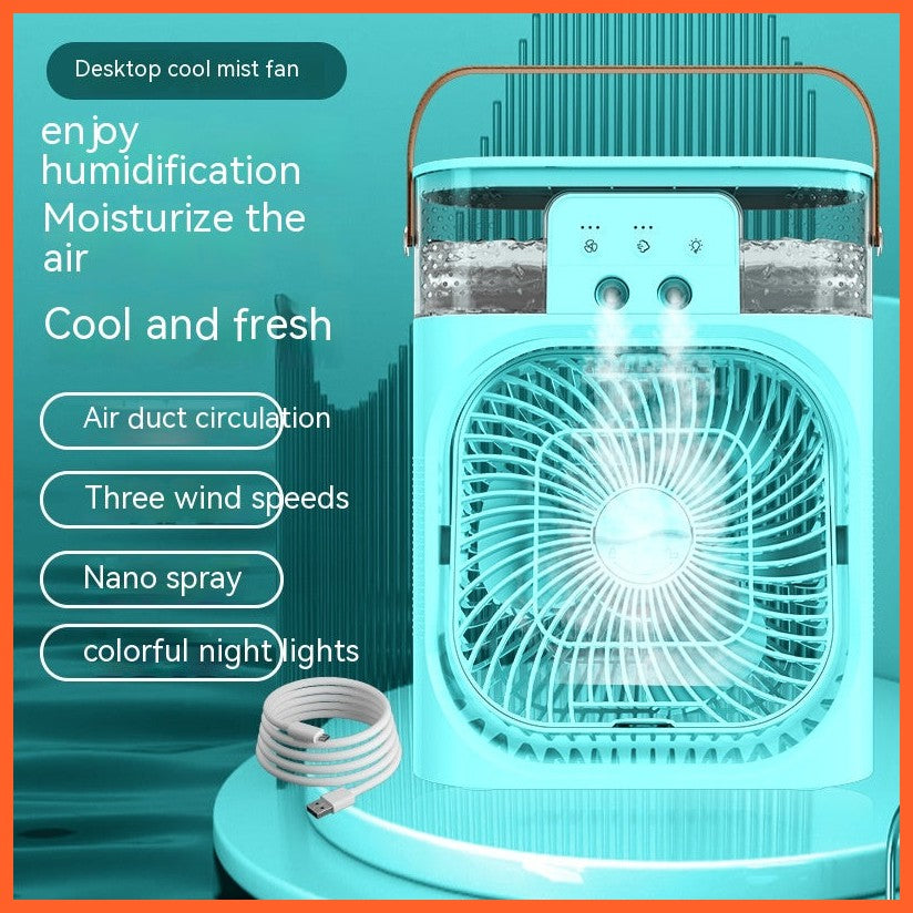 New Charging Version 3 In 1 Air Humidifier Cooling Fan Led Night Light Water Mist Humidification Fan Spray Electric Fan