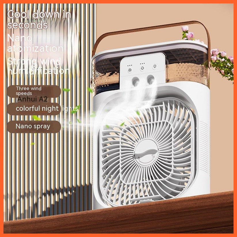 New Charging Version 3 In 1 Air Humidifier Cooling Fan Led Night Light Water Mist Humidification Fan Spray Electric Fan