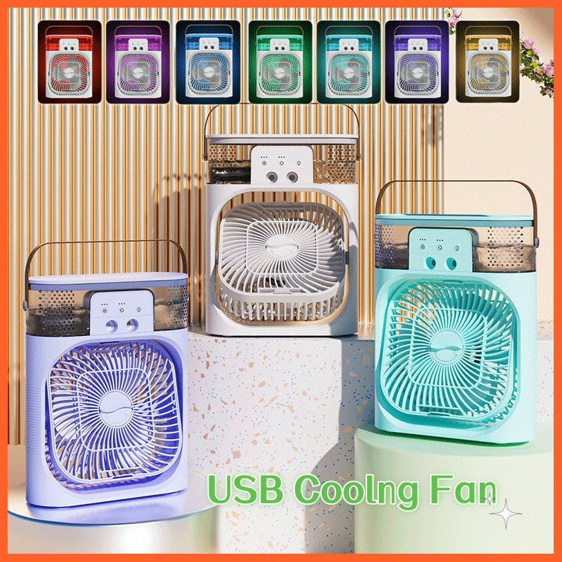 New Charging Version 3 In 1 Air Humidifier Cooling Fan Led Night Light Water Mist Humidification Fan Spray Electric Fan