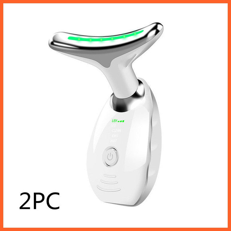 Neck Face Beauty Device Colorful Led Photon Therapy Skin Tighten Reduce Double Chin Anti Wrinkle Remove Lifting Massager