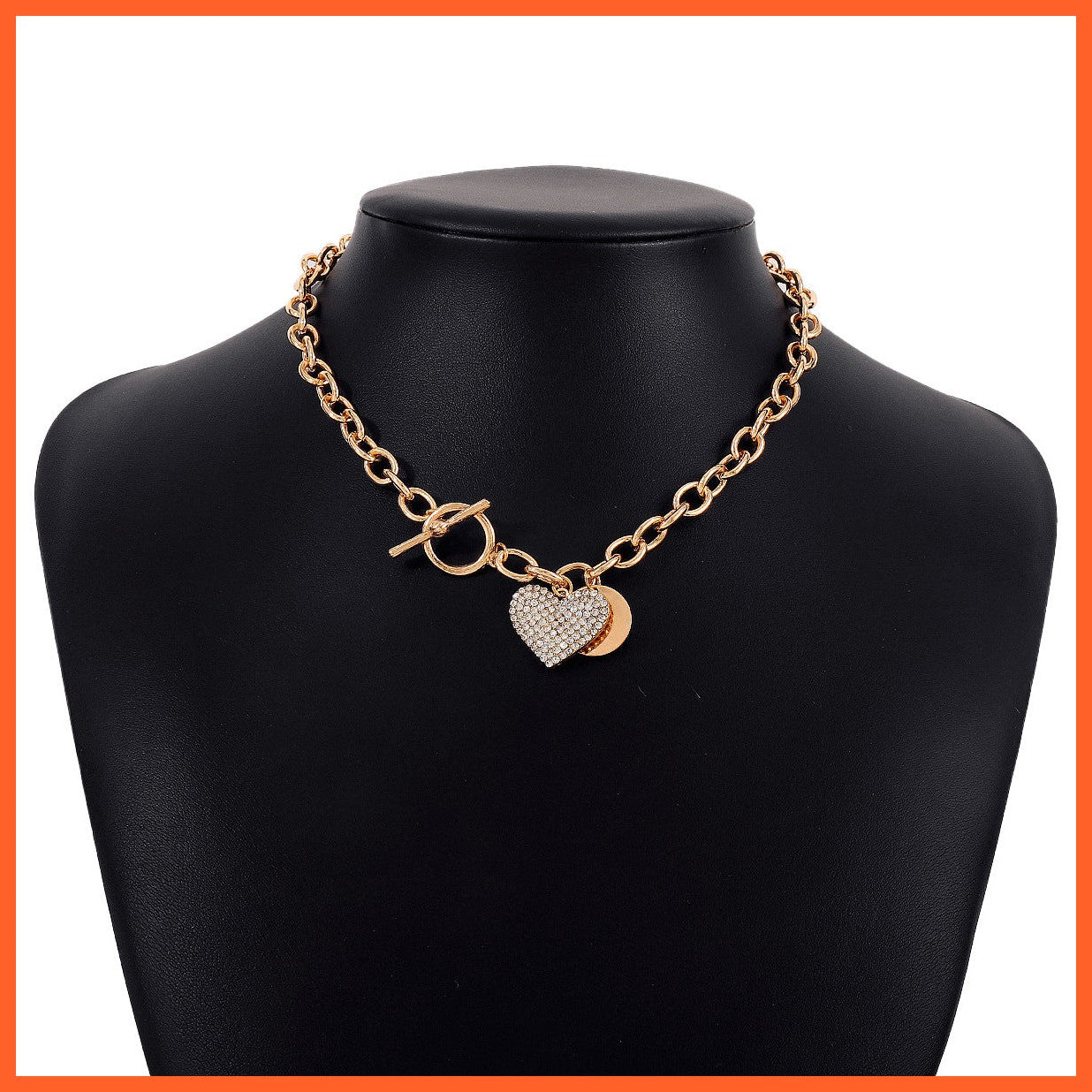 Women'S Round Heart Shape With Diamond Necklace