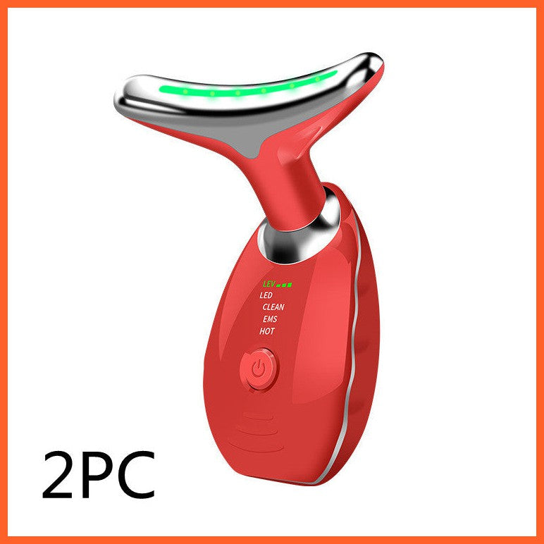 Neck Face Beauty Device Colorful Led Photon Therapy Skin Tighten Reduce Double Chin Anti Wrinkle Remove Lifting Massager