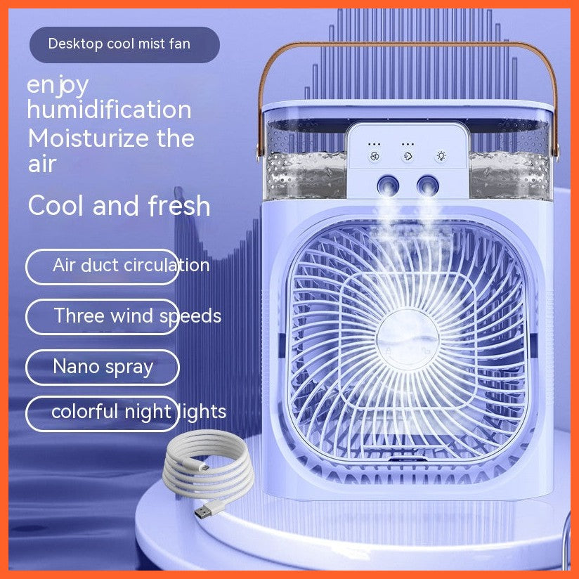 New Charging Version 3 In 1 Air Humidifier Cooling Fan Led Night Light Water Mist Humidification Fan Spray Electric Fan