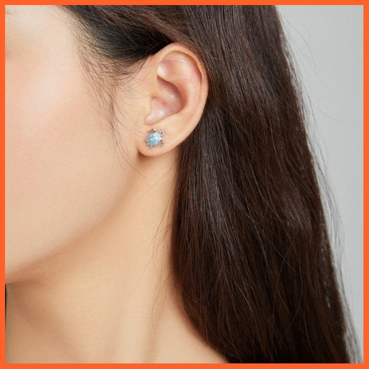 whatagift.com.au 925 Sterling Silver Blue Turtle Stud Earrings for Women