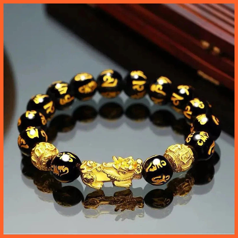 Stone Beads Bracelet | Wristband Gold Color| Wealth Good Luck Unisex Bracelet