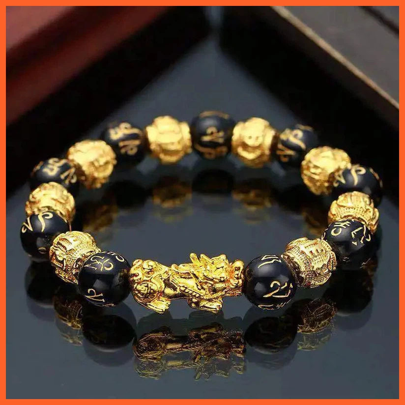 Stone Beads Bracelet | Wristband Gold Color| Wealth Good Luck Unisex Bracelet