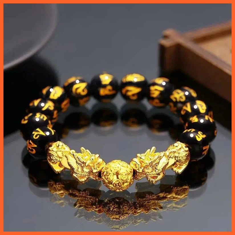 Stone Beads Bracelet | Wristband Gold Color| Wealth Good Luck Unisex Bracelet