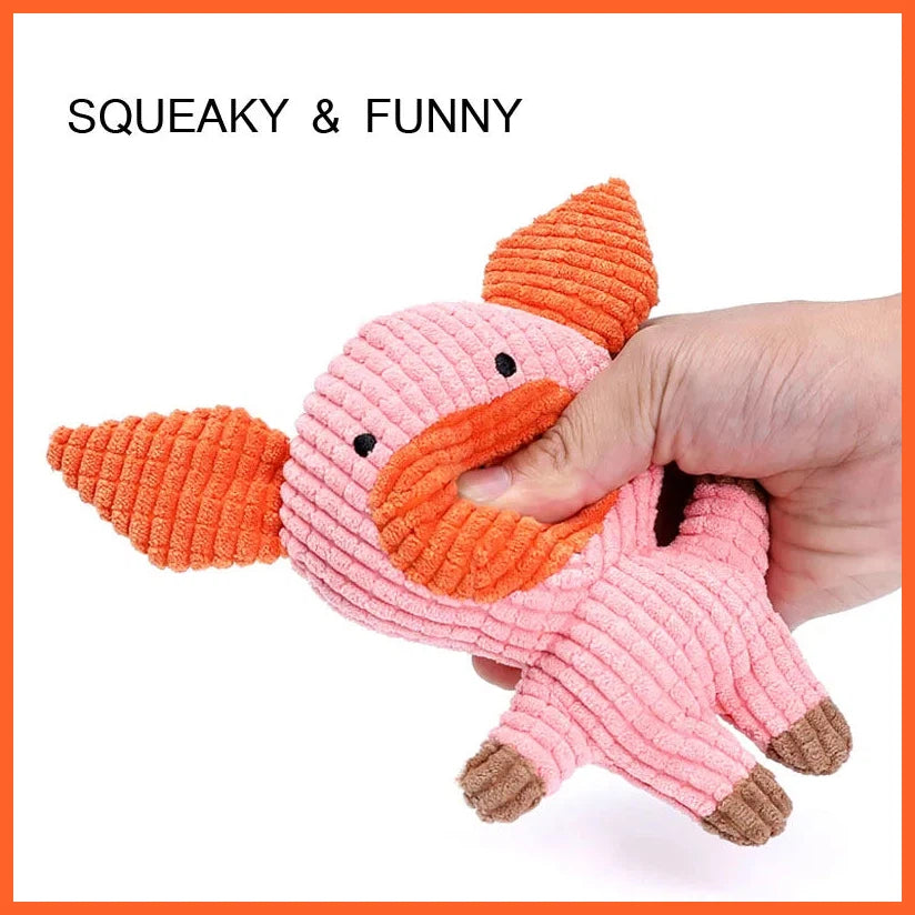 Cute Plush Toys Squeak Pet Cow Rabbit Animal Plush Toy Dog Chew Squeaky Whistling Involved Squirrel Dog Toys