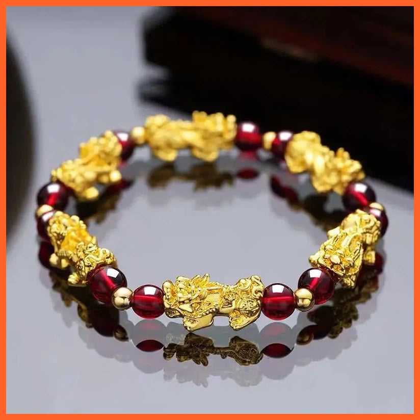 Stone Beads Bracelet | Wristband Gold Color| Wealth Good Luck Unisex Bracelet