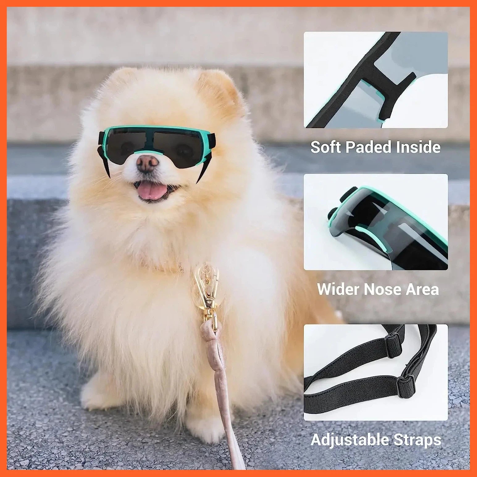 Dog Sunglasses Small Breed, Dog Goggles For Small Dogs Windproof Anti-Uv Glasses For Dogs Outdoor Eye Protection, Blue