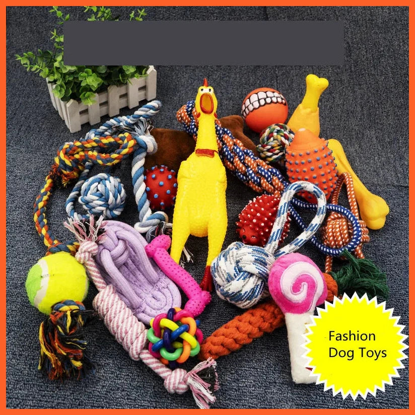 Dog Toys Pet Ball Bone Rope Squeaky Plush Toys Kit Puppy Interactive Molar Chewing Toy For Small Large Dogs