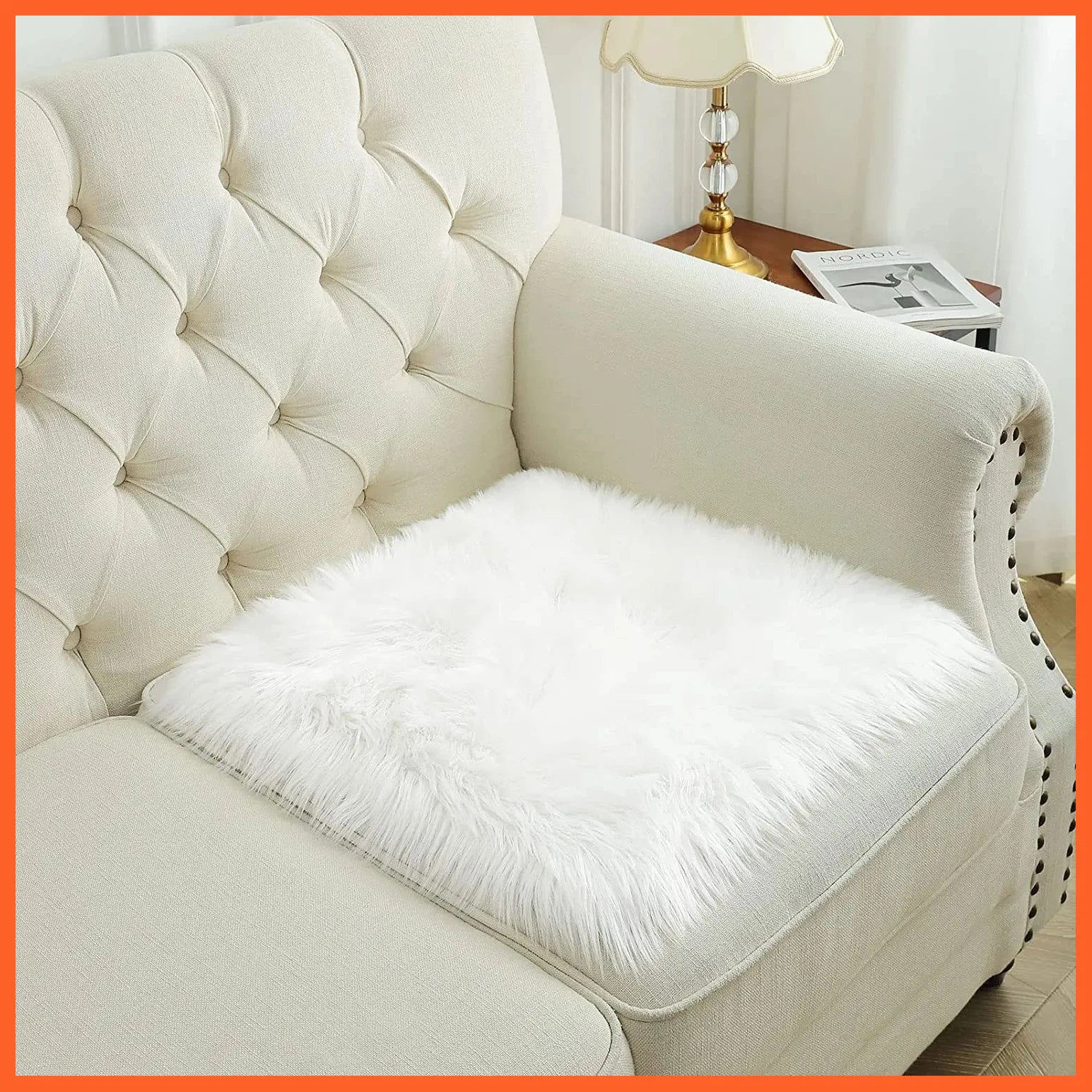 40X40Cm Square Faux Fur Sheepskin Chair Cover Seat | Cushion Pad Super Soft Area Rugs