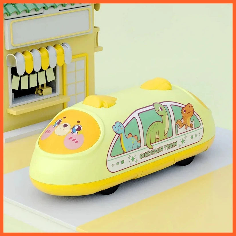 Rebound High Speed Rail Cartoon Subway Forward And Backward  Pull Back Vehicle Dinosaur Car Toy For Children