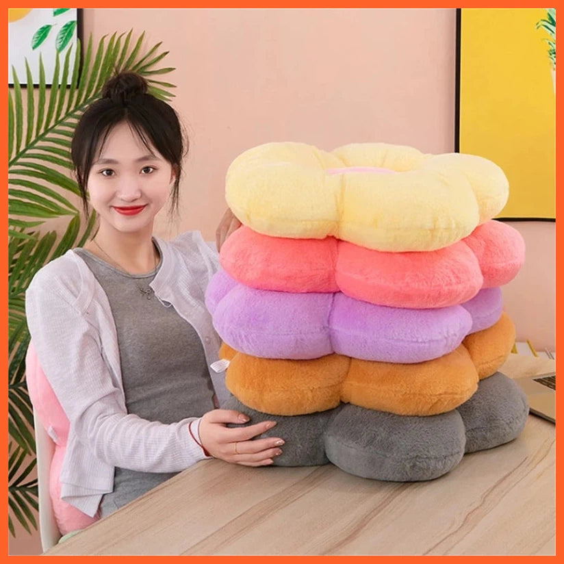 Circular Shape Cloth Cushion Flower With Soft Nap | Office Classroom Chair Cushion Couch Pillow