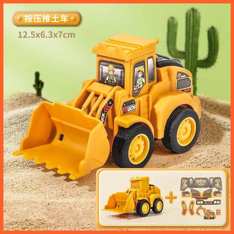 Engineering Vehicle Model Press Sliding Car Excavator Bulldozer Children Educational Construction Vehicle Toy Kids