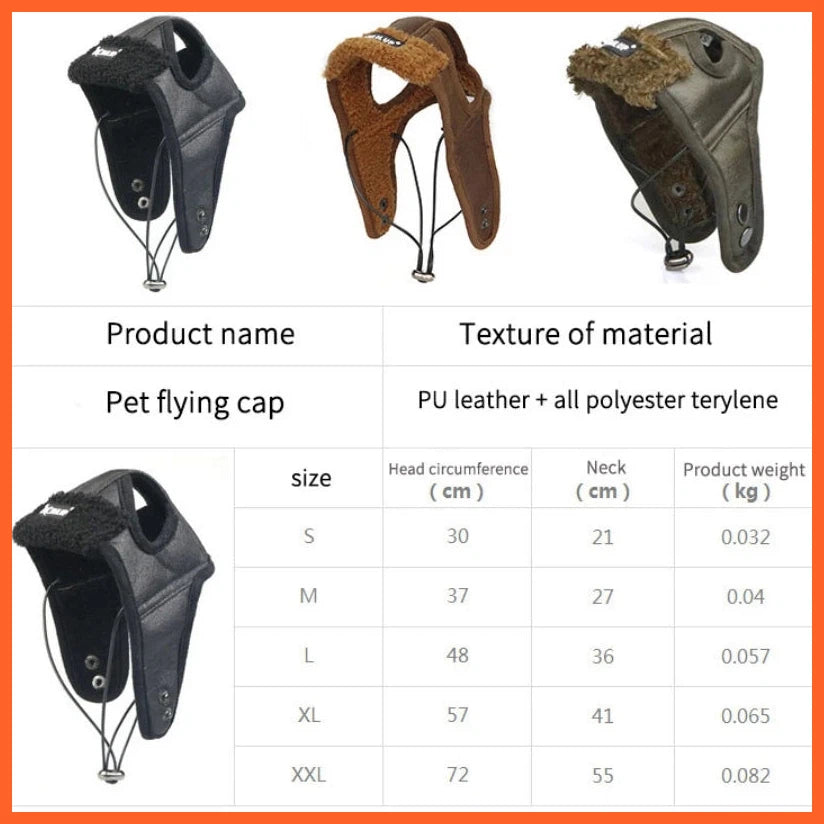 Warm Dog Pilot Hat Leather Pet Dog Cap For Large Puppy Dogs Hats Funny Cosplay Pet Dog Hat Christmas Gift For Dog