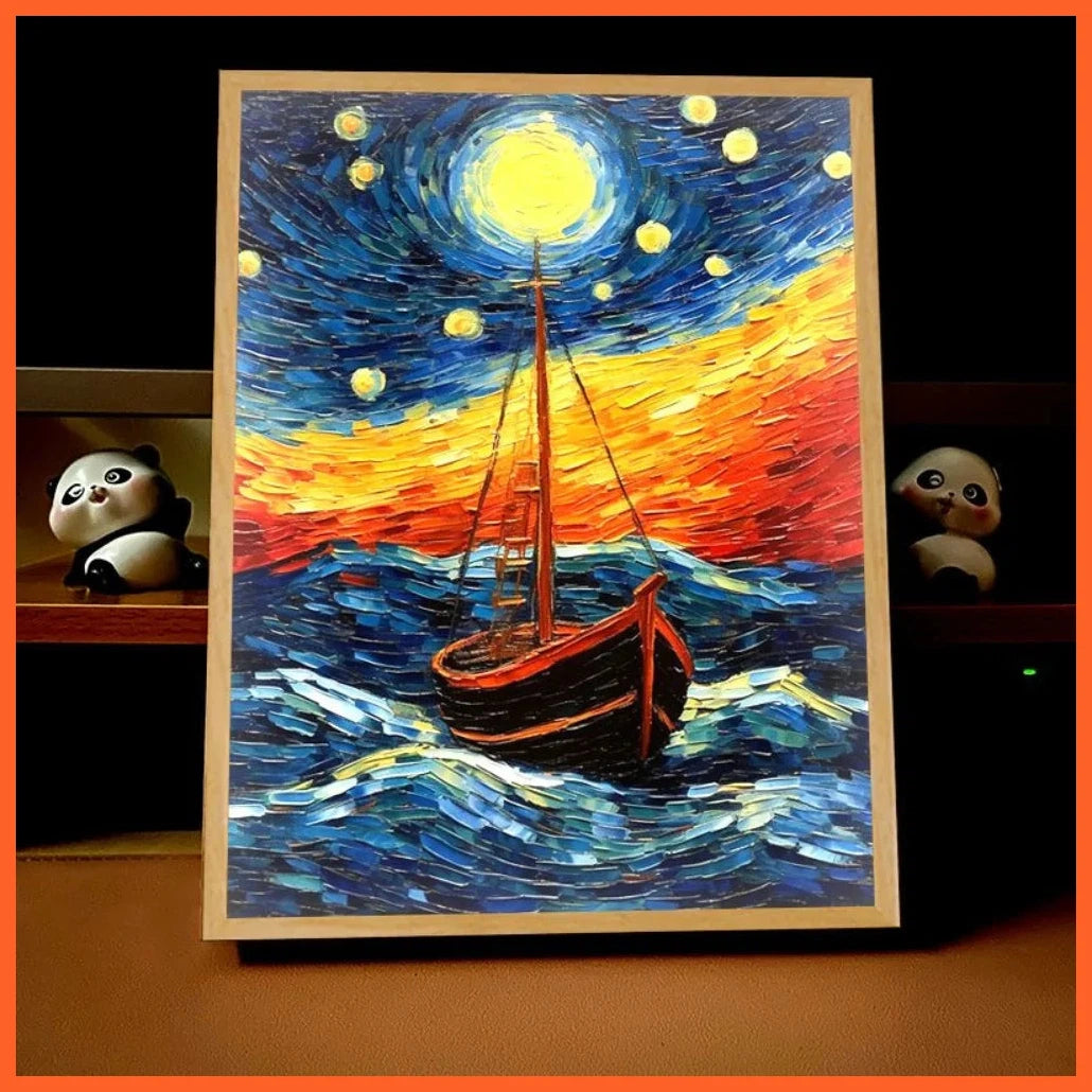 Van Gogh Art Led Light Painting Room Decor Usb Lamp | Wireless Charging | Light Home Gift