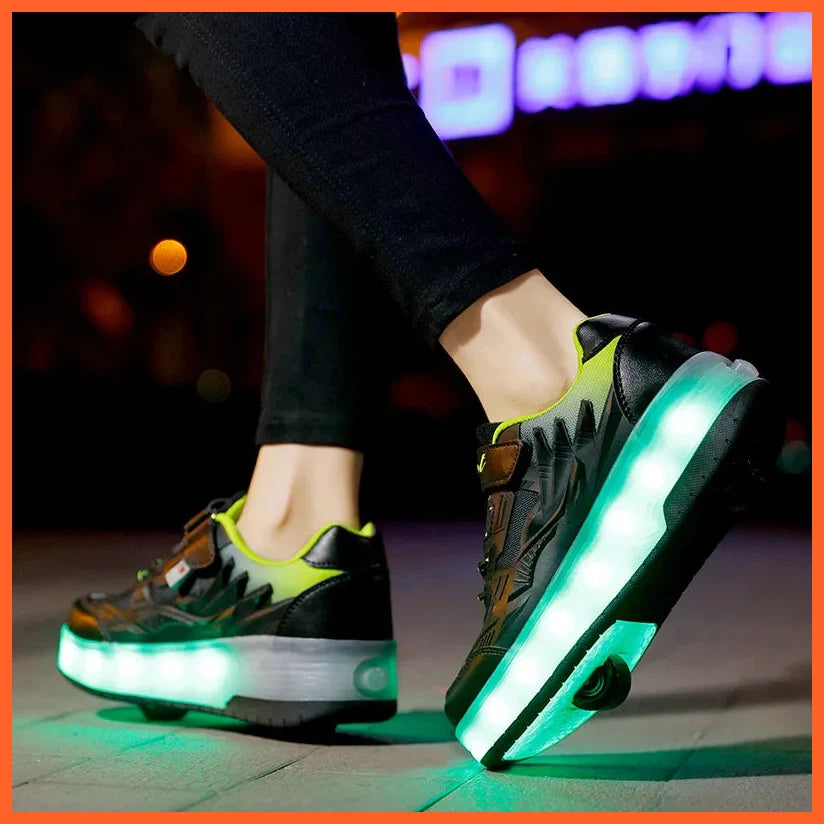 Kids Led Roller Skate Shoes | Led Light Boys Girls Sneakers With 2 Wheels