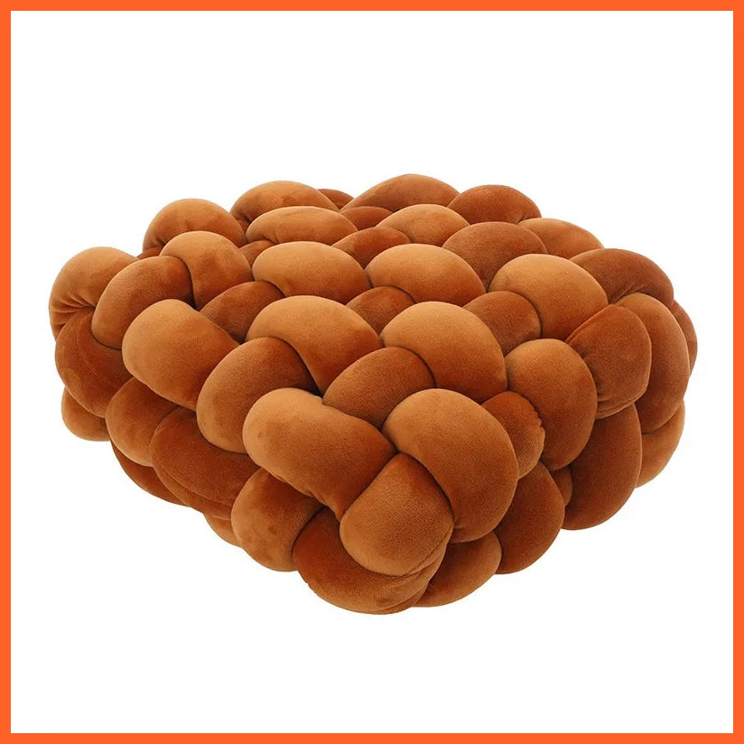 Living Room Soft Plush Knot Cushion | Hand-Woven Sofa Pillow Solid Color Square