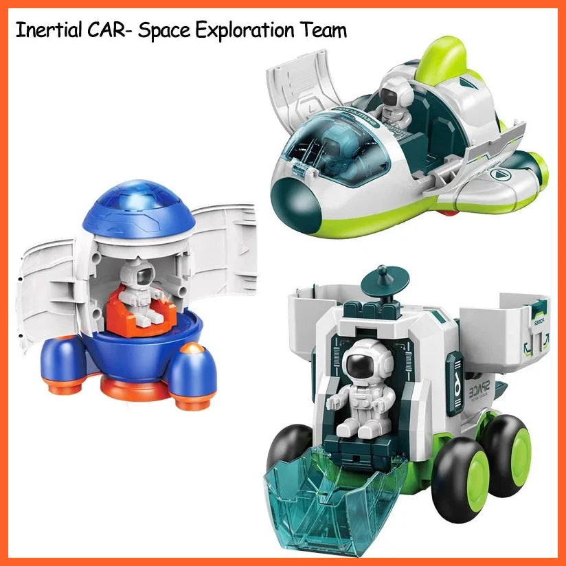 Inertia Car Space Plastic Model Cars Children'S Toys Deformation Spaceship Rocket Spacecraft Space Exploration Vehicle Gift