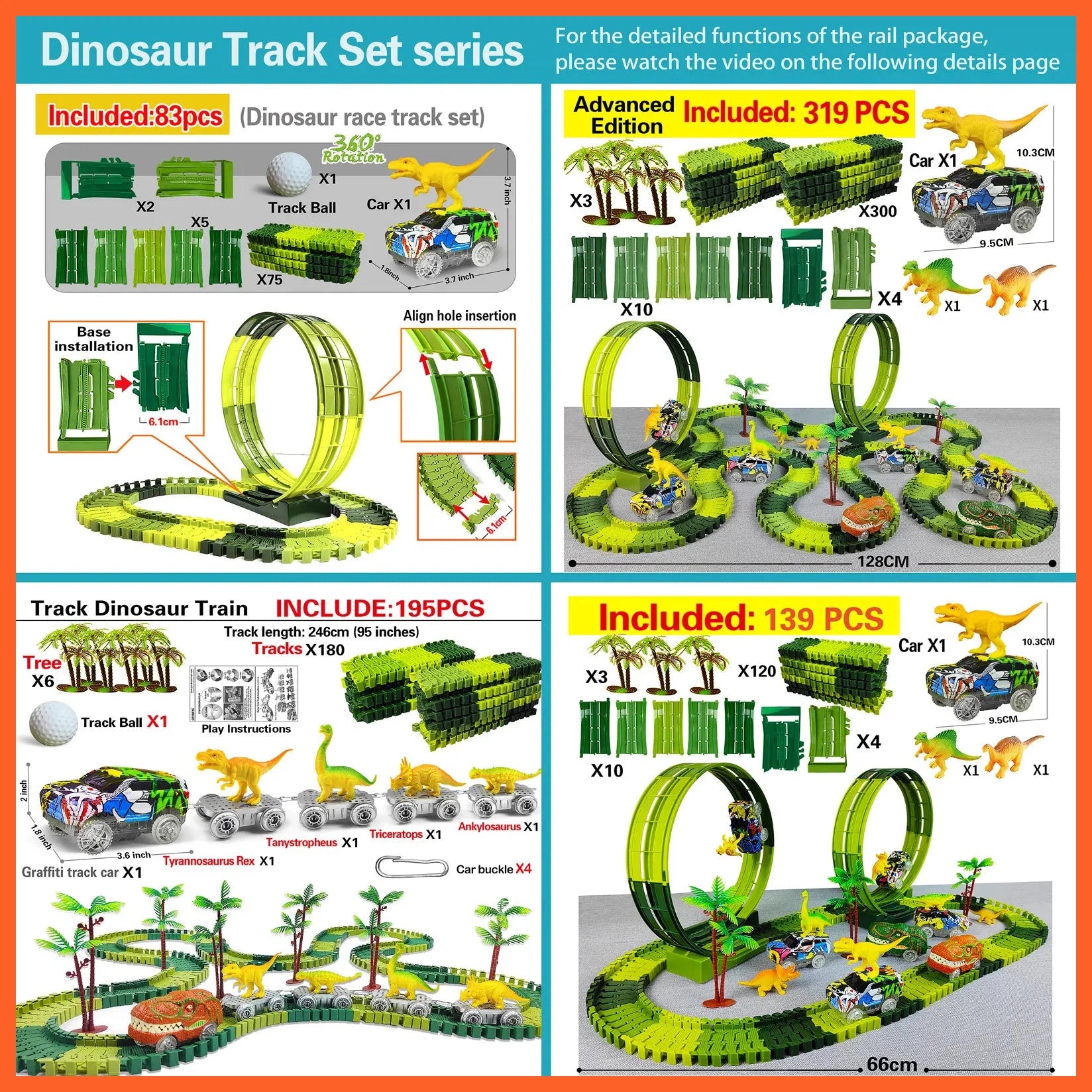 Magic Climbing Electric Dinosaur Car Railway Track Toy | Car Set Bend Flexible Race Track Flash Light High Quality Toy For Kid