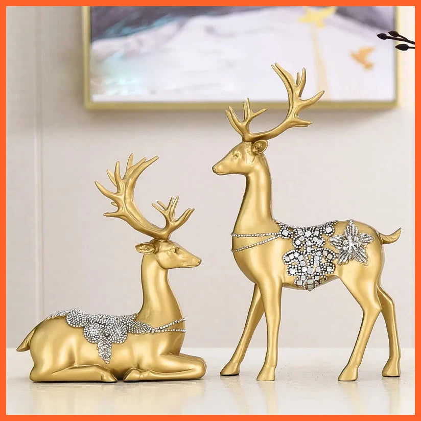 European Cabinet Resin Round Figurines | Luxury Modern Gold Home Decoration Item