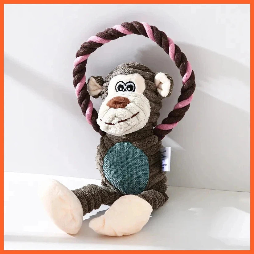 Dog Plush Toys Pet Squeaky Animal Toy Dog Bite-Resistant Clean Teeth Chew Toy Pet Supplies Interactive Toys Lion Elephant Monkey