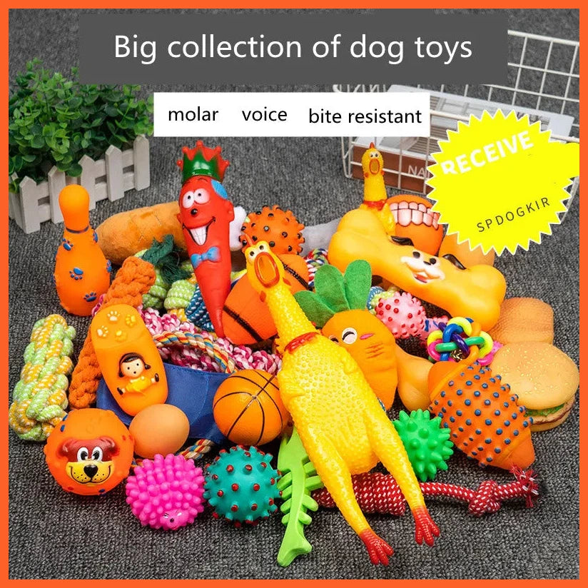 Dog Toys Pet Ball Bone Rope Squeaky Plush Toys Kit Puppy Interactive Molar Chewing Toy For Small Large Dogs