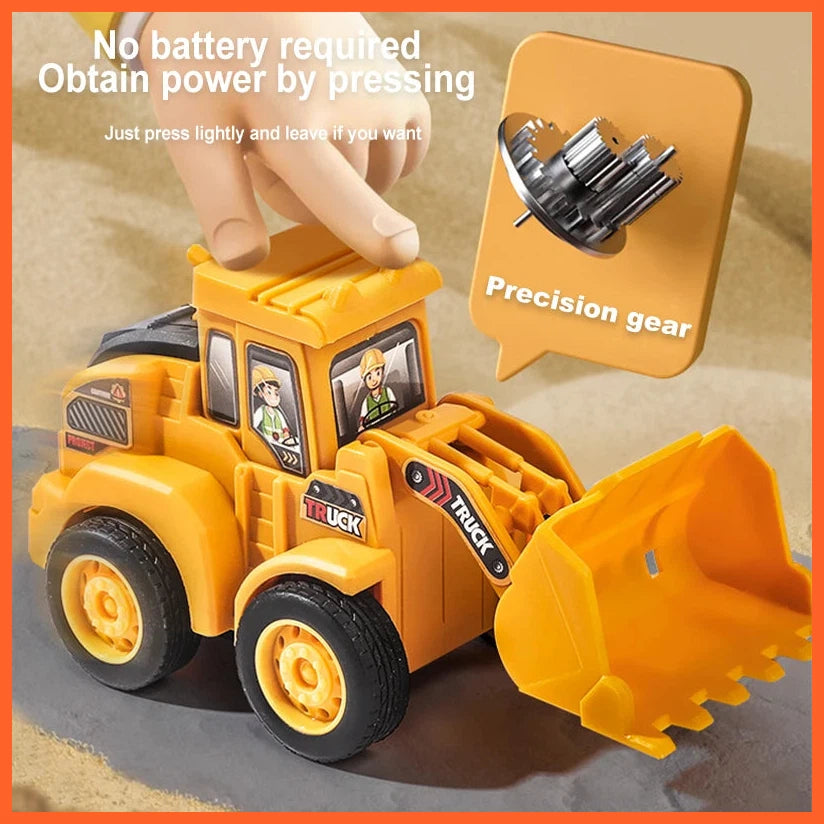 Engineering Vehicle Model Press Sliding Car Excavator Bulldozer Children Educational Construction Vehicle Toy Kids