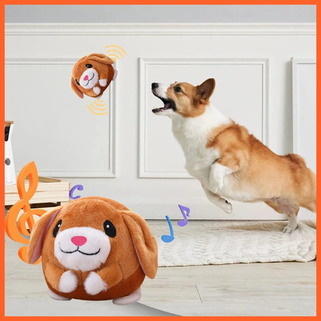 Plush Automatic Bouncing Toys Bite Resistant Music Vibration Bouncing Ball Talking Self-Moving For Dog Indoor Playing