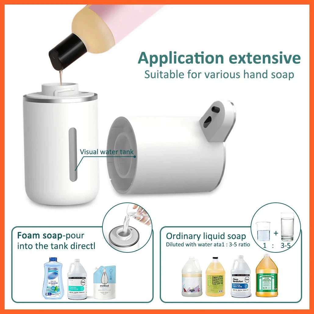 380Ml White Automatic Foam Soap Dispensers Machine | Infrared Inductive Liquid Soap Dispenser