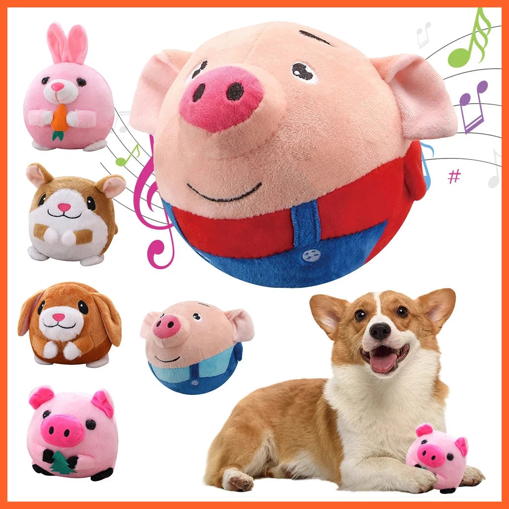 Plush Automatic Bouncing Toys Bite Resistant Music Vibration Bouncing Ball Talking Self-Moving For Dog Indoor Playing