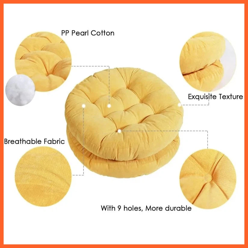 Meditation Floor Round Pillow For Seating | Solid Tufted Thick Pad Cushion | Chair Seat Cushions