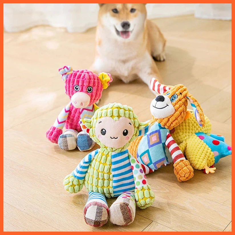 Pet Plush Toy Cat Dog Puzzle Toy Cute Animals Bite Resistant Interactive Squeaky Pet Dog Teeth Cleaning Chew Toy Pet Supplies