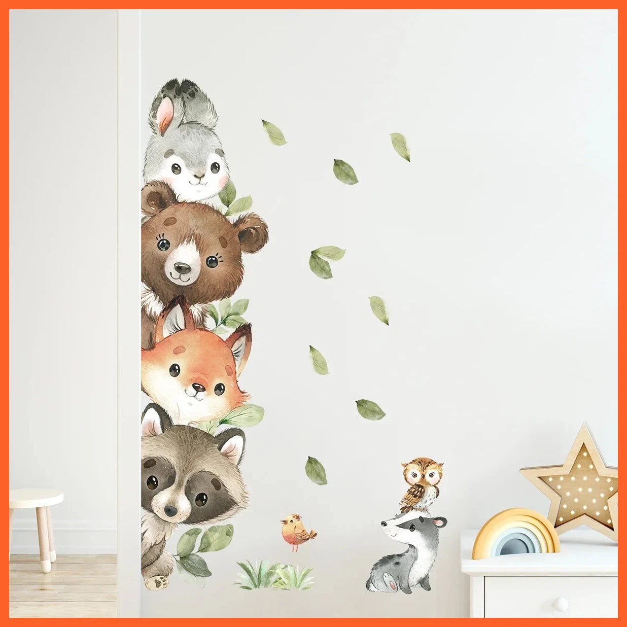 1Pc Cute Cartoon Probe Stacked Sitting Small Animal Wall Stickers For Kids Room Bedroom Home Decoration Wall Decor