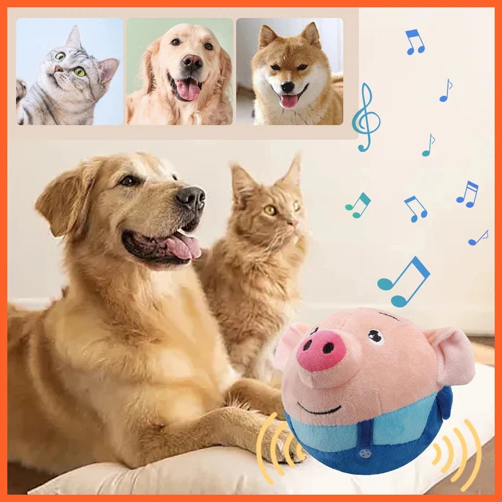 Plush Automatic Bouncing Toys Bite Resistant Music Vibration Bouncing Ball Talking Self-Moving For Dog Indoor Playing