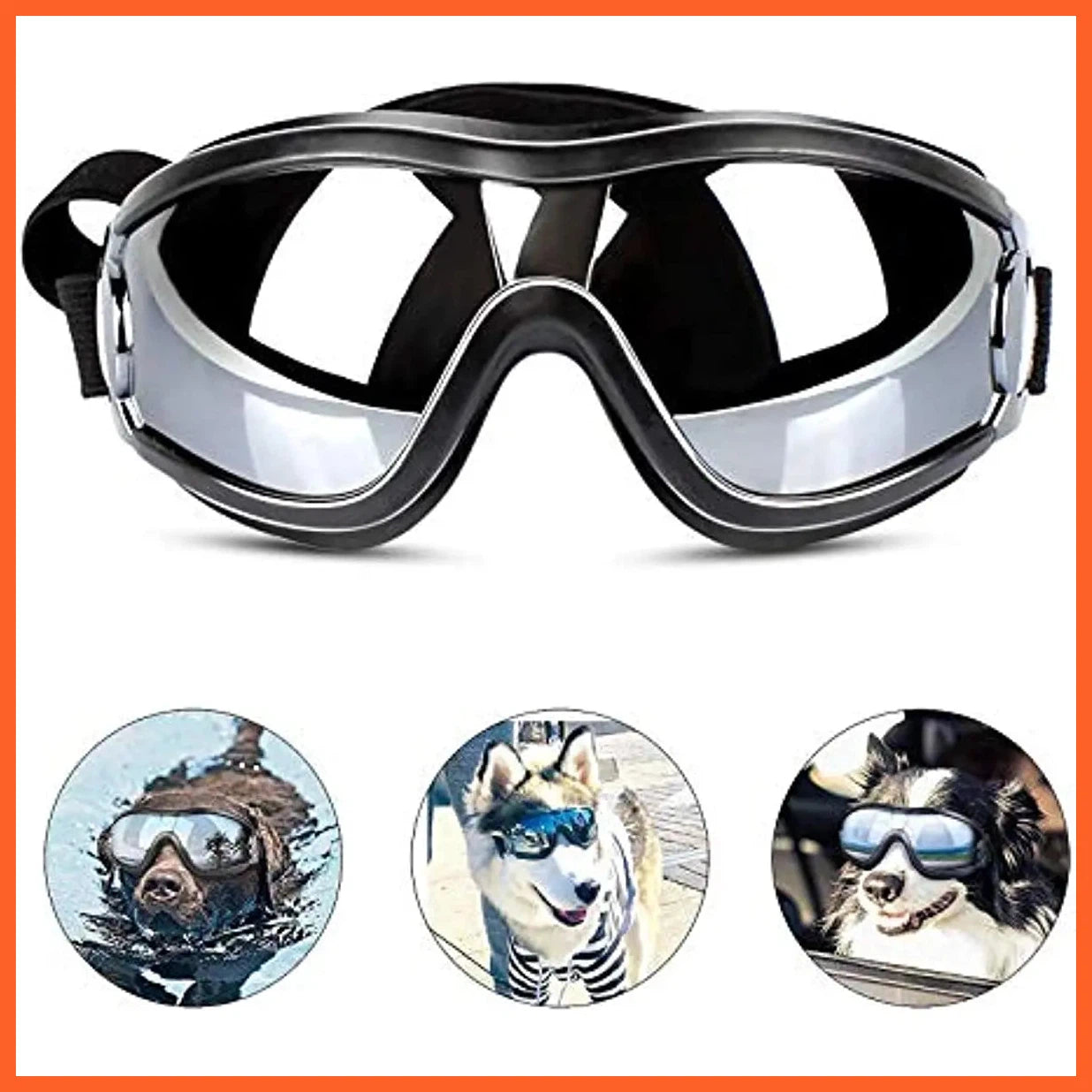 Dog Sunglasses Dog Goggles Adjustable Strap For Travel Skiing And Anti-Fog Dog Snow Goggles Pet Goggles For Medium To Large Dog