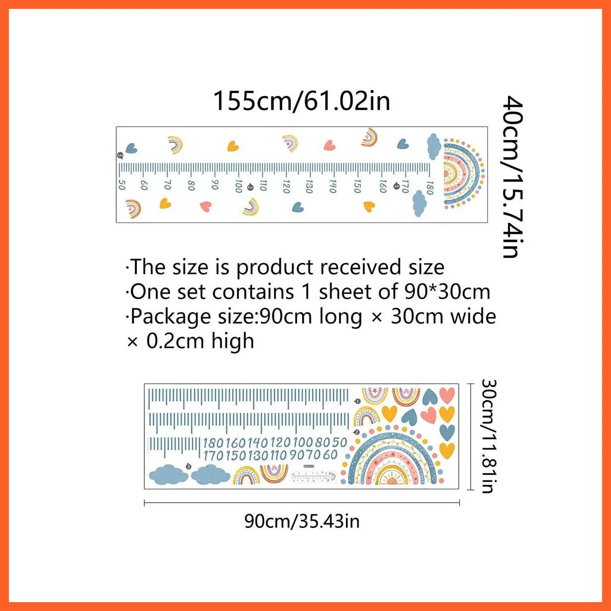 Kids Growth Chart Wall Stickers | Measure Height Record Ruler Baby Growth Chart | Decals Bedroom Nursery Decoration