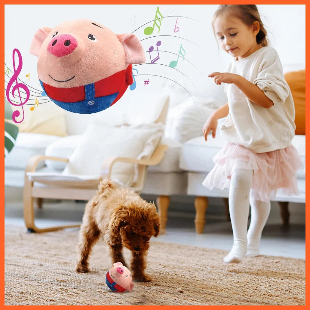 Plush Automatic Bouncing Toys Bite Resistant Music Vibration Bouncing Ball Talking Self-Moving For Dog Indoor Playing