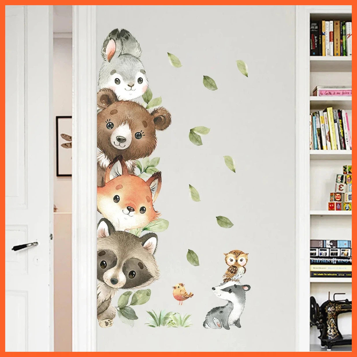 1Pc Cute Cartoon Probe Stacked Sitting Small Animal Wall Stickers For Kids Room Bedroom Home Decoration Wall Decor