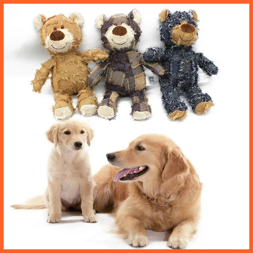 Pet Dog Plush Toys Bear Squeaking Stuffed Toys For Dogs Cat Chew Squeak Toy For Small Dogs Play Funny Training