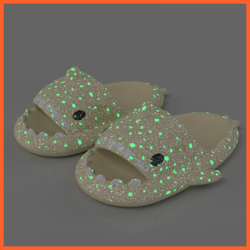 Shark Slippers With Starry Night Light Design Bathroom Slippers Couple House Shoes For Women