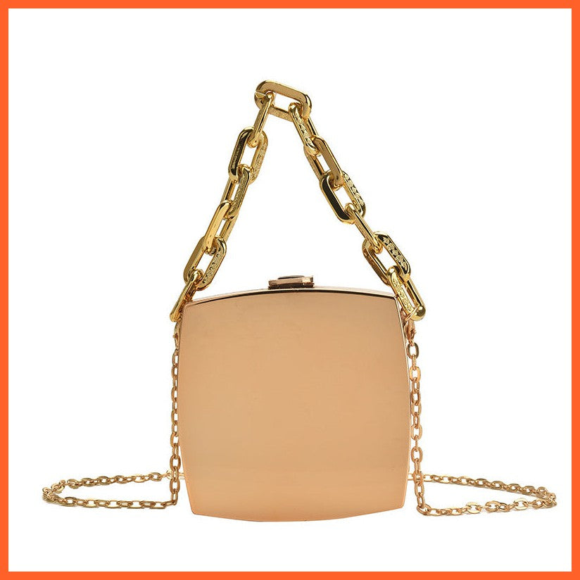 Metal Stylish Textured Glossy Chain Handbag