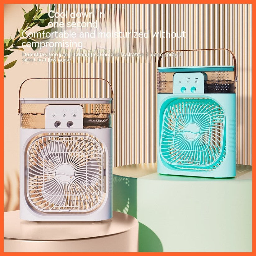 New Charging Version 3 In 1 Air Humidifier Cooling Fan Led Night Light Water Mist Humidification Fan Spray Electric Fan