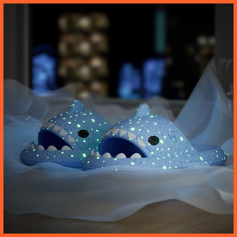 Shark Slippers With Starry Night Light Design Bathroom Slippers Couple House Shoes For Women